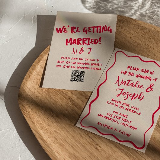 Invitation Code QR Mariage en gras rétro