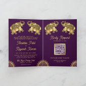 Invitation Code QR Mariage Ethnique Eléphant Indien Or Violet (Intérieur)