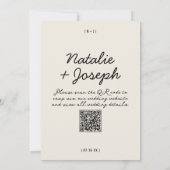 Invitation Code QR Mariage Fantaisiste Moderne Crème Noir (Dos)