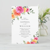 Invitation Code QR Mariage Festive rose vif (Debout devant)