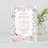 Invitation Code QR Mariage Fleurs de Citrouille Rose Pâle Rus (Debout devant)