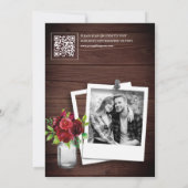 Invitation Code QR Mariage Fleurs Rouge Bourgogne Bois (Dos)