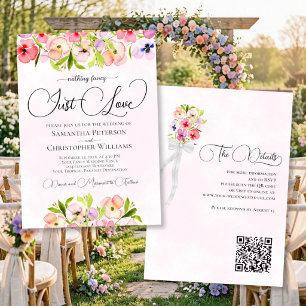 Invitation Code QR Mariage Fleurs Sauvages Aquarelle Just Lov