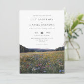 Invitation Code QR Mariage Fleurs Sauvages Prairie Florale (Debout devant)