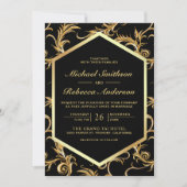 Invitation Code QR Mariage Floraison de Farine d'Or Noir (Devant)