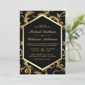 Invitation Code QR Mariage Floraison de Farine d'Or Noir (Debout devant)