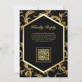Invitation Code QR Mariage Floraison de Farine d'Or Noir (Dos)