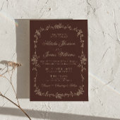 Invitation Code QR Mariage Floral Brun Chocolat Vieille Fortu