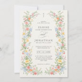 Invitation Code QR Mariage Floral Printanier Orné Pastel Doux (Devant)