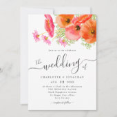 Invitation Code QR Mariage Floral Rose Orange Vibrant Moderne (Devant)