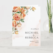 Invitation Code QR Mariage Floral Terreux Pêche Rustique (Devant)