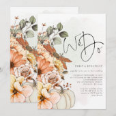 Invitation Code QR Mariage Florales Citrouille Automne Nous F (Devant / Derrière)