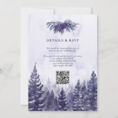 Invitation Code QR mariage forêt de pins violets aquarelle (Dos)