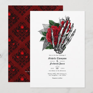 Invitation Code QR Mariage gothique noir et rouge