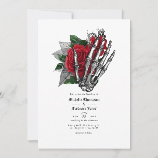 Invitation Code QR Mariage gothique noir et rouge (Devant)