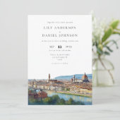 Invitation Code QR mariage italien à Florence aquarelle (Debout devant)