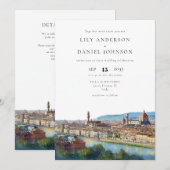 Invitation Code QR mariage italien à Florence aquarelle (Devant / Derrière)