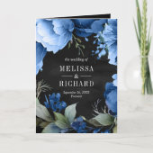 Invitation Code QR Mariage Jar Fleur Royal Bleu Noir (Devant)
