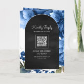 Invitation Code QR Mariage Jar Fleur Royal Bleu Noir (Dos)