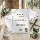 Invitation Code QR Mariage Luxe Tranquille Vert Sauge
