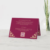 Invitation Code QR Mariage Magenta Vintage Gold Crest (Dos)