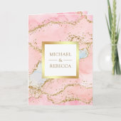 Invitation Code QR Mariage Marbre Agate Or Rose Blush (Devant)