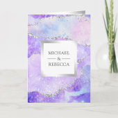 Invitation Code QR Mariage Marbre Agate Violet Lavande (Devant)