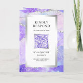 Invitation Code QR Mariage Marbre Agate Violet Lavande (Dos)