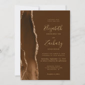 Invitation Code QR Mariage Marron Agate Or Moka (Devant)