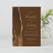 Invitation Code QR Mariage Marron Agate Or Moka (Debout devant)