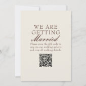 Invitation Code QR Mariage Marron Chocolat Élégant Ancien Arg (Dos)