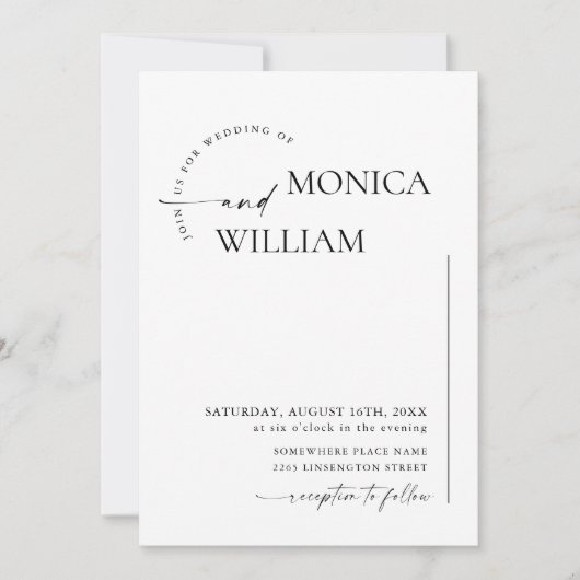 Invitation Code QR Mariage minimaliste élégant (Devant)