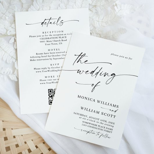 Invitation Code QR Mariage minimaliste élégant