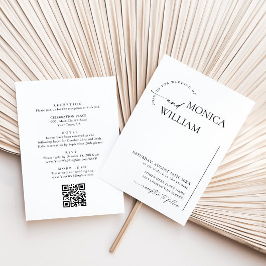 Invitation Code QR Mariage minimaliste élégant
