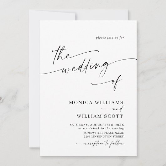 Invitation Code QR Mariage minimaliste élégant (Devant)