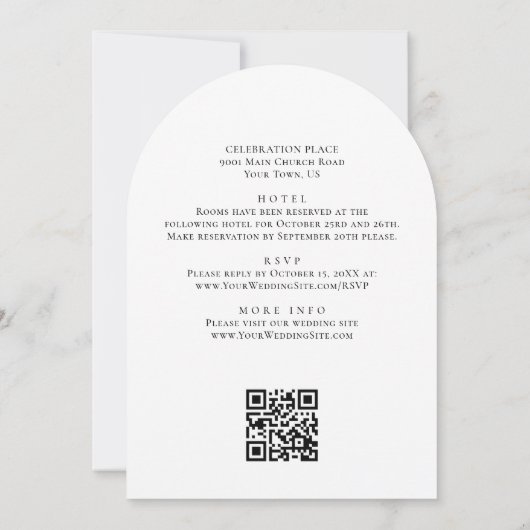 Invitation Code QR Mariage minimaliste élégant (Dos)