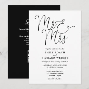 Invitation Code QR Mariage Moderne Monsieur et Madame Noir et