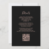 Invitation Code QR Mariage Moderne Rose Noir Paillettes Or (Dos)
