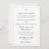 Invitation Code QR Mariage Monogramme Blanc Classique (Devant)