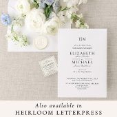 Invitation Code QR Mariage Monogramme Classique Blanc Noir