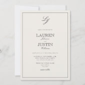 Invitation Code QR Mariage Monogramme Classique Noir & Ivoire (Devant)