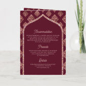 Invitation Code QR Mariage Musulman Arc en Or Rose de Bourgog (Dos)