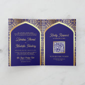 Invitation Code QR Mariage Musulman Arc Persan Bleu Royal (Intérieur)