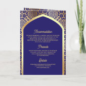 Invitation Code QR Mariage Musulman Arc Persan Bleu Royal (Dos)