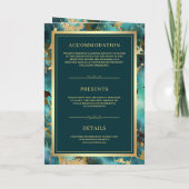 Invitation Code QR Mariage Musulman Marbre Or Turquoise (Dos)