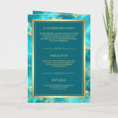 Invitation Code QR Mariage Musulman Or Eau Bleu Aqua (Dos)