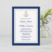 Invitation Code QR Mariage nautique bleu marine élégant (Debout devant)