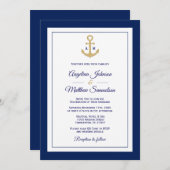 Invitation Code QR Mariage nautique bleu marine élégant (Devant / Derrière)