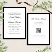 Invitation Code QR Mariage noir et blanc classique