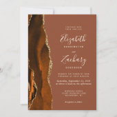 Invitation Code QR Mariage Or Agate Rouille Dorée Brûlée (Devant)